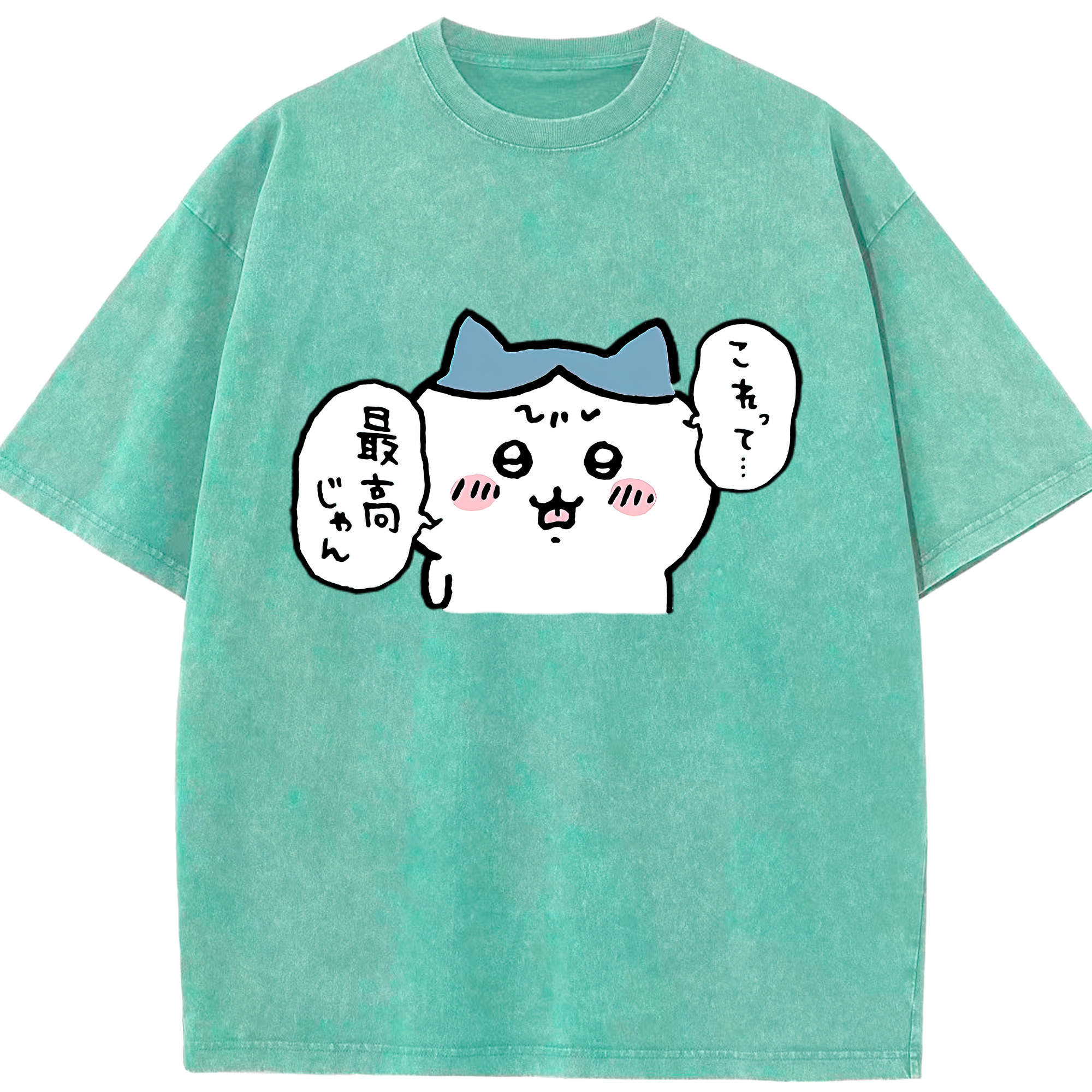 （画像用） ちいかわ ハチワレ Chii-kawa hachiware 綿100% ヴィンテージ風 半袖Tシャツ（フロントプリント）